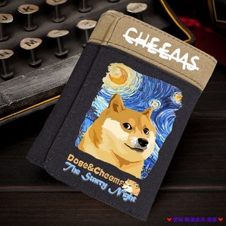 破盤價 喪系秋田犬CHEEMS狗秋田犬惡搞表情包日系短款錢包 學生折疊卡包 零錢包 學生錢包 證件夾 零錢袋 拉鍊錢包