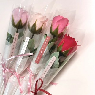 봄의선물 한송이 비누꽃 장미 카네이션 어버이날 스승의날 성년의날 교회 행사 단체, 장미 -레드, 1개