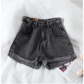 韓版高腰牛仔短褲 - 時尚百搭 顯瘦 舒適透氣