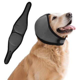 방음 보온 강아지 귀마개 벨크로 조절 가능 목욕 시 방수 소음 감소 불안 완화 미용용 머리 보호 헤드기어입니다, 1개, 회색