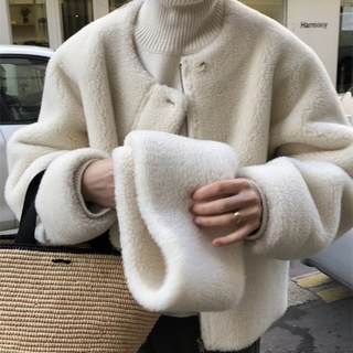 [에이진] 퍼 집업 자켓 목도리 세트 (2colors)