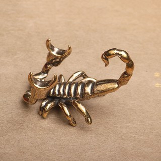 黃銅蠍子小擺件 實心銅茶道銅藝仿古銅微雕古玩銅器手把件工藝品, 蠍子  長約5.8cm