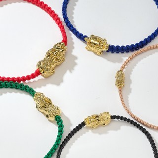 24k 순금 행운 건강 비휴 용 용귀 매듭 커플 우정 실 팔찌 (5 types)