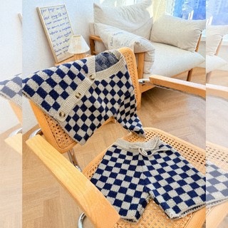 남아하객룩 블루격자니트가디건&팬츠 남아등원룩 남아세트 아동니트 남아니트 돌잔치룩 돌잔치코디 키즈니트 키즈셋업 아동상하복