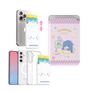 T 산리오 맥세이프 호환 헬로키티 시나모롤 쿠로미 마이멜로디 디자인 카드지갑 슬롯 케이스, 1개, 턱시도샘 해피니스룸 - 맥세이프- 카드지갑