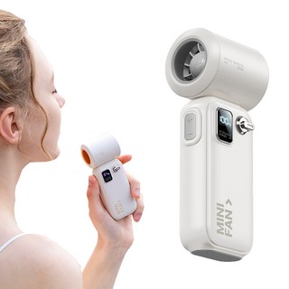 [25년 틱톡] 초경량 초미니 예쁜 큐큐 선풍기 초강풍 100단 휴대용 손선풍기 손풍기, 화이트