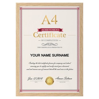 olivet 내추럴 우드 인테리어 액자 벽걸이 탁상용 겸용 무타공 사진틀 A4, 1개, 원목색