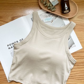 Fee現貨8色工字胸墊背心 BRA TOP 削肩背心 BRA T 螺紋 罩杯 運動 女背心 坦克背心 夏天 正韓