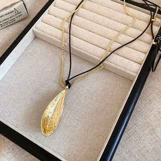 鴻利首飾廠 復古金色淚珠分層項鍊 女士時尚個性首飾