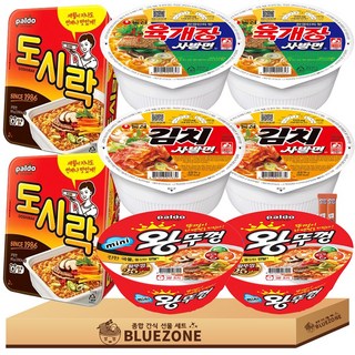 소컵라면 세트 육개장사발면2개 김치사발면2개 왕뚜껑2개 도시락2개 라면스틱2개, 1박스