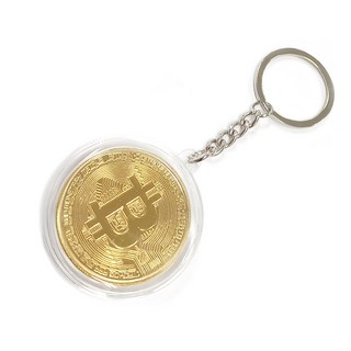 라온하제 코인키링 기념동전 열쇠고리 주화 키링 가상화폐 비트코인 키홀더 수집 원형 플라스틱 금속 펜던트, 1개, 투명