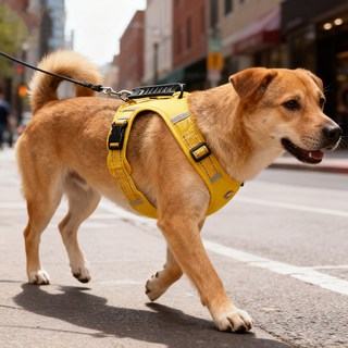 대형견 방폭 가슴줄 반사 출퇴근 리드줄, 옐로우