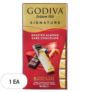 고디바 시그니쳐 로스티드 아몬드 다크 초콜렛 미니바, 90g, 1개