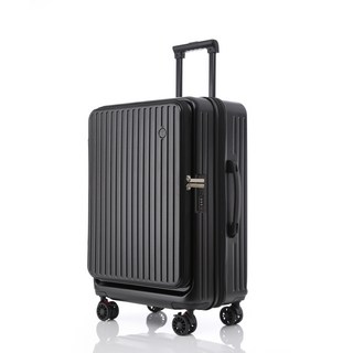 熱銷前開式行李箱20吋擴容登機箱，上開密碼鎖杯架防摔ABS PC材質，側開YKK防爆拉鏈行李箱24吋28吋