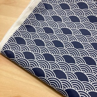 布喜翻 台灣布 - 青海波 日式花樣 波紋 防水布 藍色 薄款 全防水 手作布料, 1個