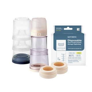 Mother-k Ecozen 旋轉伸縮拋棄式奶瓶 外出吃3餐組 5餐組 外出方便, 1套, 白色3餐組(25袋)