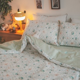 棉床本舖 綠野仙蹤100%純棉床包組 台灣製復古日系風床寢 舒適透氣床包枕套兩用被