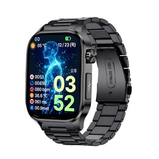 액션맨 글루코워치 ET 건강데이터 스마트워치, 블루투스, 5.13cm, 블랙실리콘+블랙스틸