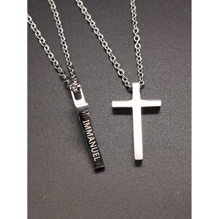 基督徒禮物新版細緻款十字架以馬內利Immanuel鈦鋼十字架項鍊