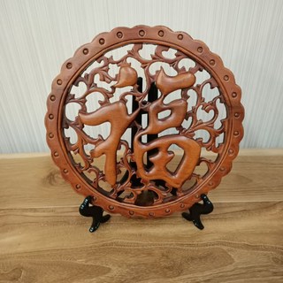 窗花 中式壁掛飾 樟木花窗擺飾品 木雕刻品 - 台灣現貨