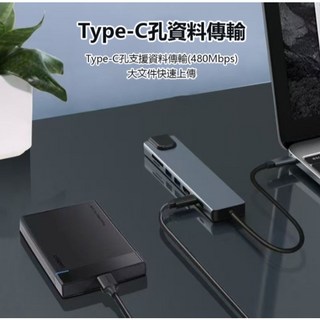 HUB 8IN1 Type-C集線器 4K HDMI PD快充 RJ45網路孔 USB, 1個
