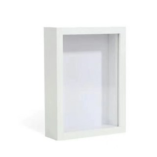 DFMEI 簡約立體中空相框diy擺臺框架乾花作品創意手工空白標本畫框裝飾, 1件, 白色中空3釐米【相框+底紙】