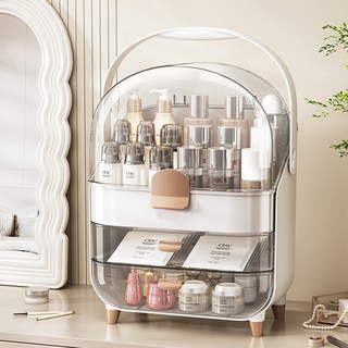 모슬 대용량 서랍형 투명 덮게 화장품 보관함, 1개, 골드 손잡이