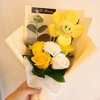 Dodobeni 香皂花微笑娃娃迷你花束, 黃色, 1個