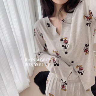 여성 잠옷 봄가을 긴팔 긴바지 여성 패션 편안한 루즈핏 홈웨어 세트