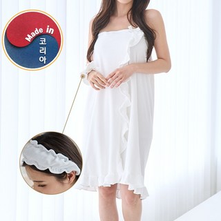 이너스타 국내생산 여성 골프 목욕 샤워 로브 가운 1세트, 화이트