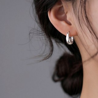 아리에 원터치 실버 925 링 귀걸이