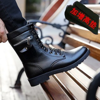 A+精選 男生馬丁靴 秋冬中幫皮靴 青少年休閒韓版男靴