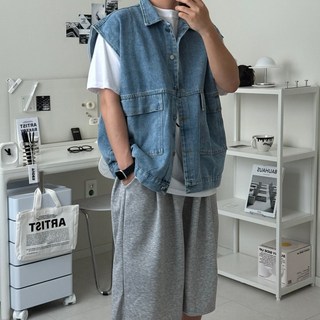 르위 데님 베스트 셔츠 남방 청자켓 오버핏 캐주얼 아우터 트러커 자켓