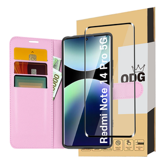 샤오미 레드미 노트 14 PRO 가죽 지갑 케이스 + 풀커버 액정강화 방탄필름