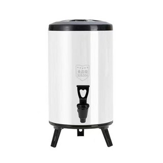 台出 304不銹鋼雙層保溫保冷奶茶桶商用豆漿桶 熱茶水桶 奶茶店專用, 1個, 加厚304象牙白,6升帶龍頭大約裝水7斤