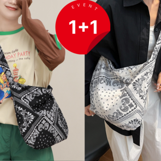 1+1 라노핏 페이즐리 에코백 데일리 반다나 가방