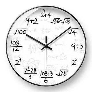 수학시계 강의실 무소음 교실 공부방 숫자 방정식 모던 심플 시계 소품 벽시계 학원 선물, 16 인치, 9. BF1324 블랙 블랙 핸즈