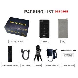 휴대용 야외 미니 포켓 프로젝터 비머 홈 시네마 비디오, 8)Au 플러그, 2GB 32GB Black