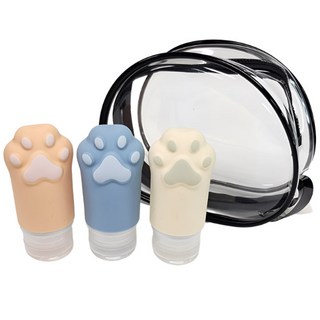 MDC 여행용 고양이발 실리콘용기 파우치세트 / 여행용 소분샴푸통, 1개