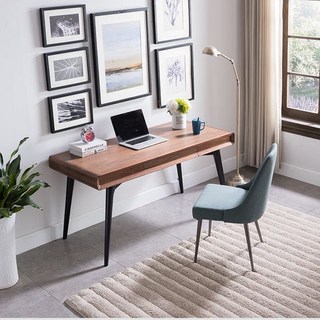北歐簡約黑衚桃木書桌日式小戶型實木帶抽屜寫字臺傢用電腦桌書房桌子老闆桌總裁桌辦公桌, 1.5米書桌