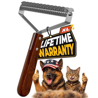 개와 고양이를 위한 초대형 양면 언더코트 갈퀴 털 제거 매트용 개 브러시 빗 독일 셰퍼드를 세이프 앤 젠틀 그루밍 중장모 반려동물을 프리미엄 나무 손잡이, Premium - Max