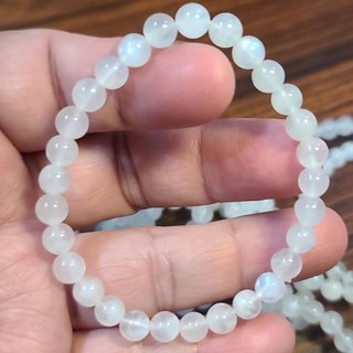 藍月光石手鍊/手環，6mm天然水晶月光石手珠，優雅氣質，守護愛情