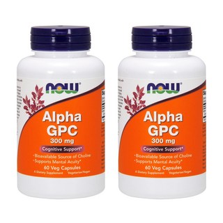 NOW Foods Alpha GPC甘油磷酸膽鹼300mg素食膠囊, 60顆, 2罐