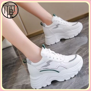 初見. 內增高老爹鞋女百搭春鞦季小白鞋2024新款鬆糕厚底增高運動鞋子女