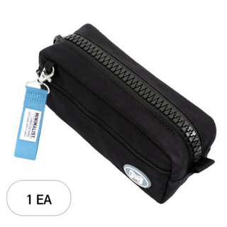 모닝글로리 빅지퍼 스트랩 봉제 필통, 블랙, 1개