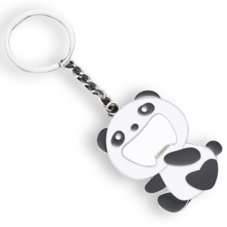 백댄스 심플 가방고리 키홀더 병따개 기능 키링, 판다, 실버블랙