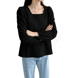 비아이와이 여성 가을 스퀘어넥 루즈핏 벌룬소매 긴팔 블라우스 DH1194