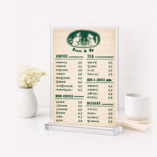 룸앤업 깔끔한 투명 아크릴 메뉴판, 1개