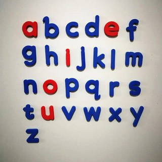 臺北出貨 130粒大號EVA磁性字母貼 學習玩具 英文數字 英語磁性冰箱貼 ML569, 紅藍2套小寫字母袋裝