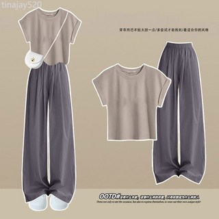 【店鋪熱銷】單/套裝 夏季小個子鬆弛感山本褲飛飛袖時尚套裝新款高級感兩件套